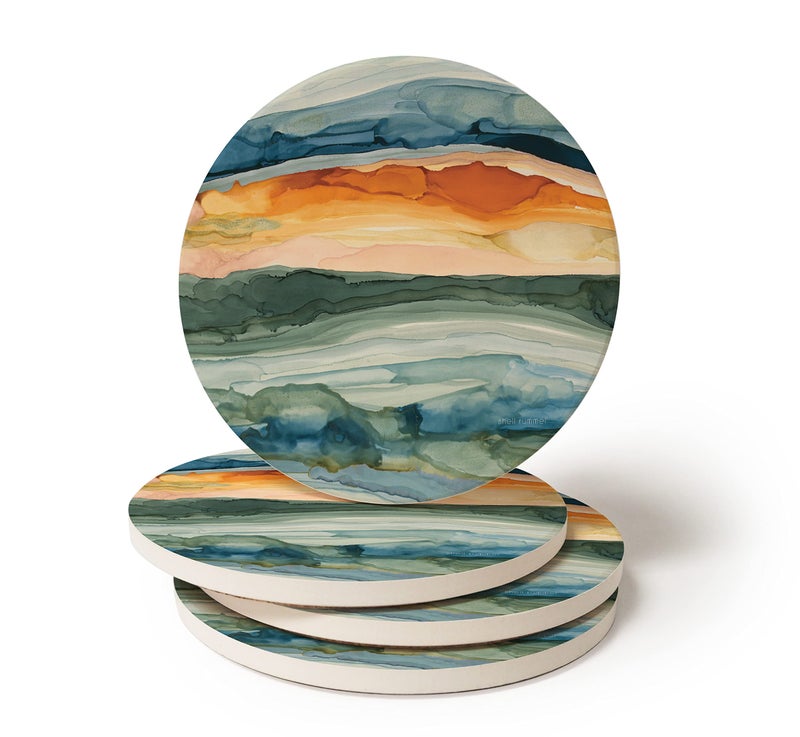 CoasterStone Shell Rummel Watercolor Sunrise Coasters - Image 1