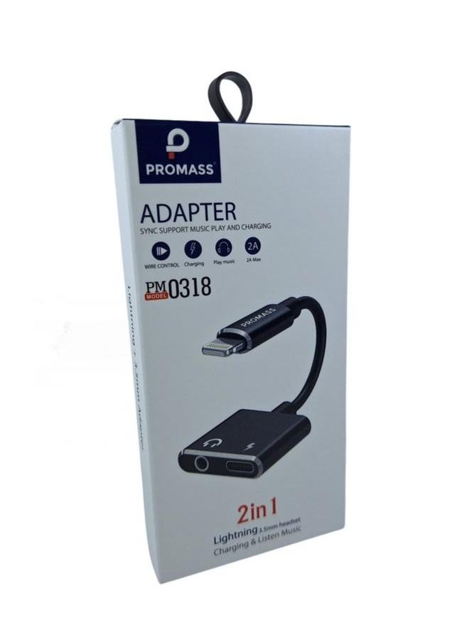 PROMASS - 2 in 1 3.5mm Earphone Jack and Charging Lightning Adapter Compatible with iPhone PM0318 - Image 1