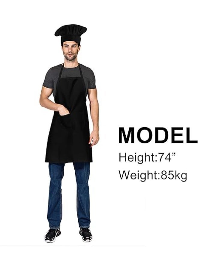 مريلة طبخ شيف، أسود، مع جيوب، قطن، للرجال والنساء، للمطبخ والطهي بدون قبعة - Image 4