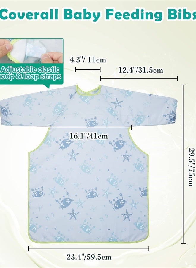 Lictin Coverall Baby Feeding Bibs - 2-Pack Long Sleeve Baby Bibs for Eating, Waterproof Bib Attaches and Fully Cover to Baby Highchair and Table, Adjustable Weaning Bibs, High Chair Food Catcher - Image 4