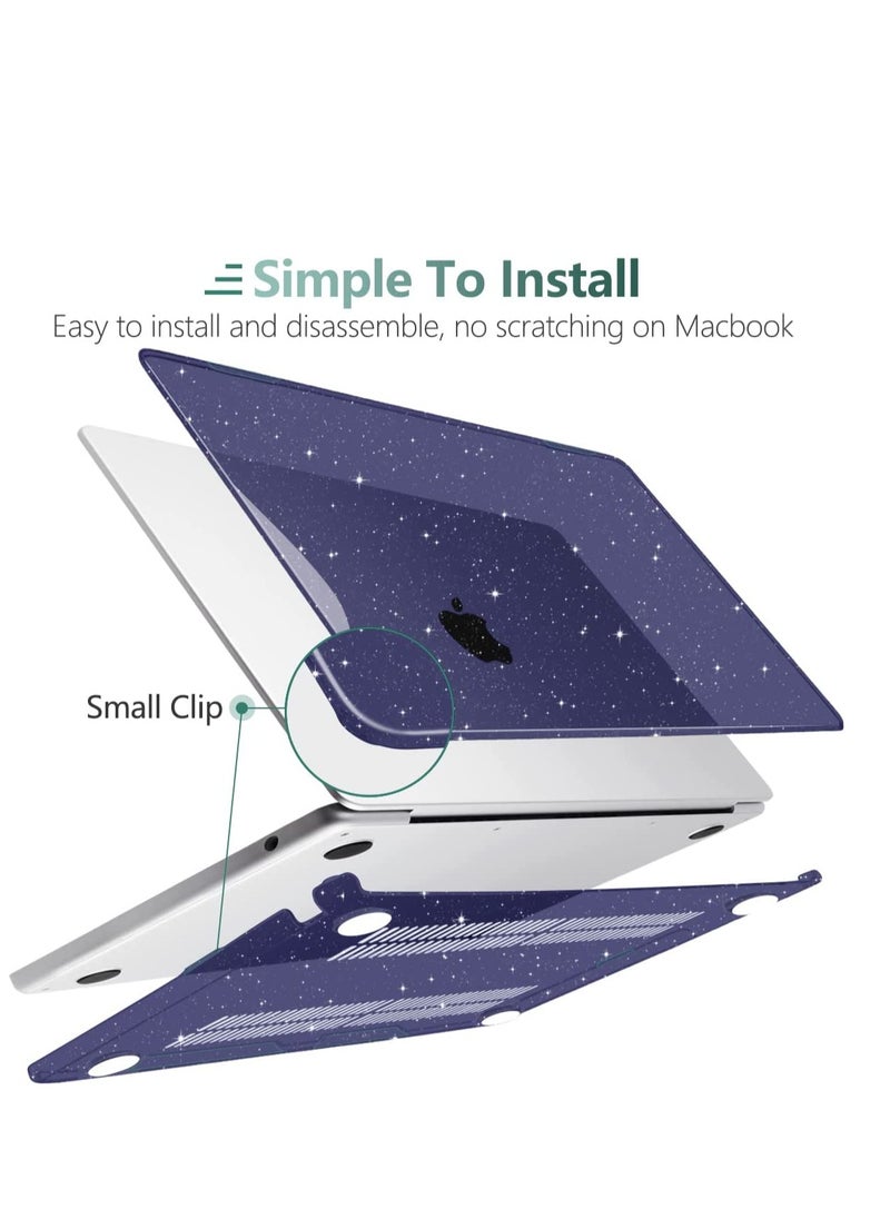 Generic Blue Plastic Hard Shell Case Compatible with MacBook Air 13.6 inch 2025-- 2022 Release A3240 M4 Chip/A3113 M3 Chip/ A2681 M2 Chip with Retina Display ,Sparkly Blue  - Image 4