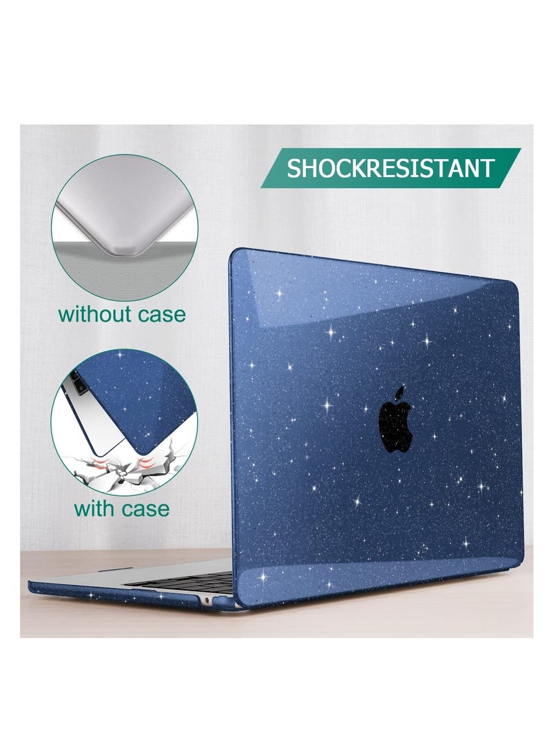 Generic Blue Plastic Hard Shell Case Compatible with MacBook Air 13.6 inch 2025-- 2022 Release A3240 M4 Chip/A3113 M3 Chip/ A2681 M2 Chip with Retina Display ,Sparkly Blue  - Image 1
