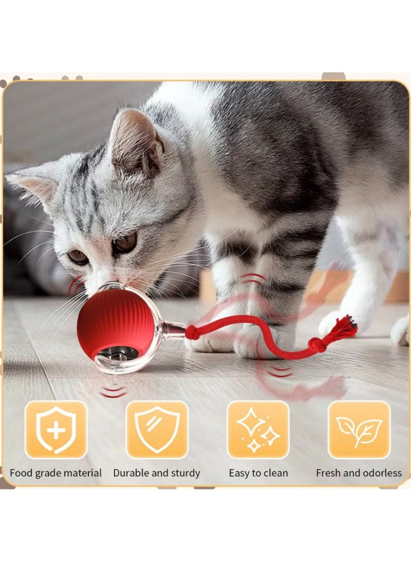 Gift for Pets, Electric Cat Ball Toy with Rope, Interactive Cat Teaser Toy, Automatic Rolling Ball Toy, Pet Supplies, Dog & Cat Accessories, Cat Toys - Image 3