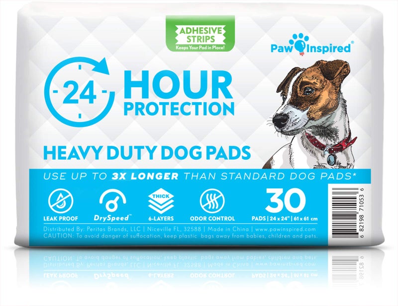 Paw Inspired 24x24 Large Puppy Pads with Adhesive Tabs Heavy Duty Dog Pee Pads Potty Training Pads 30 Count
