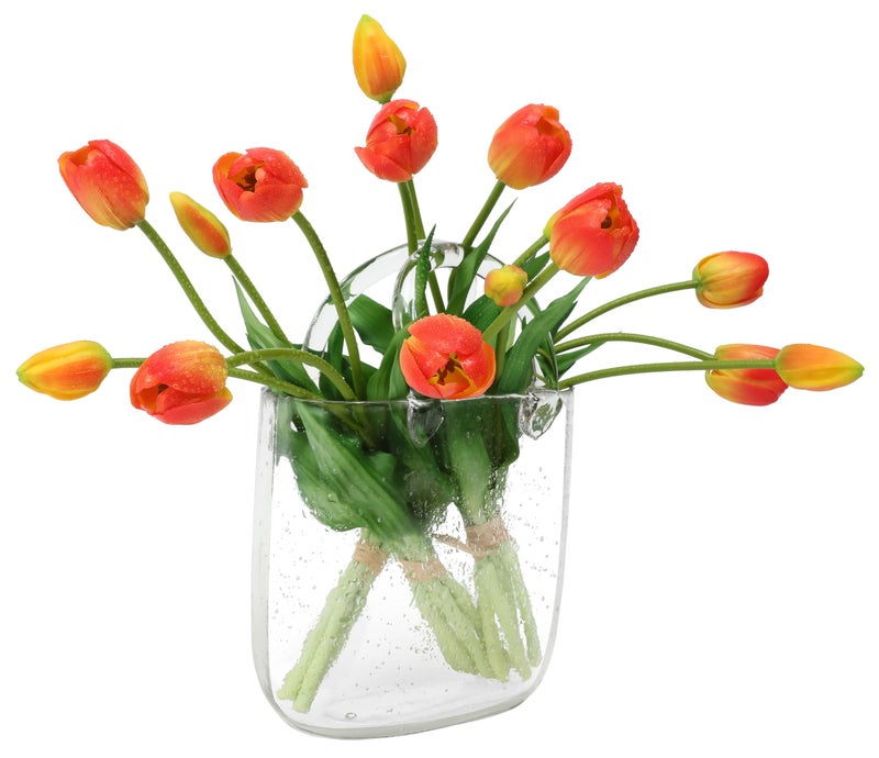BUZFOWU Artificial Latex Tulips Flowers 15 Pcs Real Touch for Home Garden Wedding Party Festival Decorations DIY Flower Arrangements Orange - Image 2