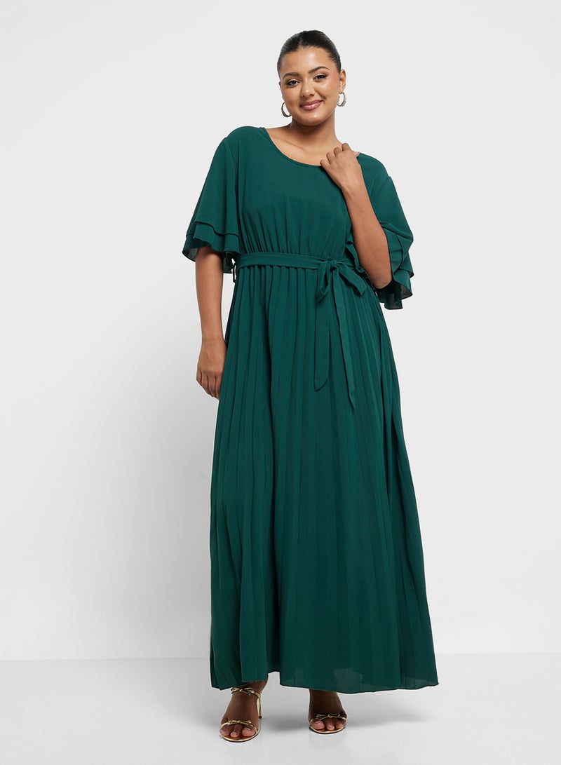 Ella Plus Pleated Green Maxi Dress - Image 4