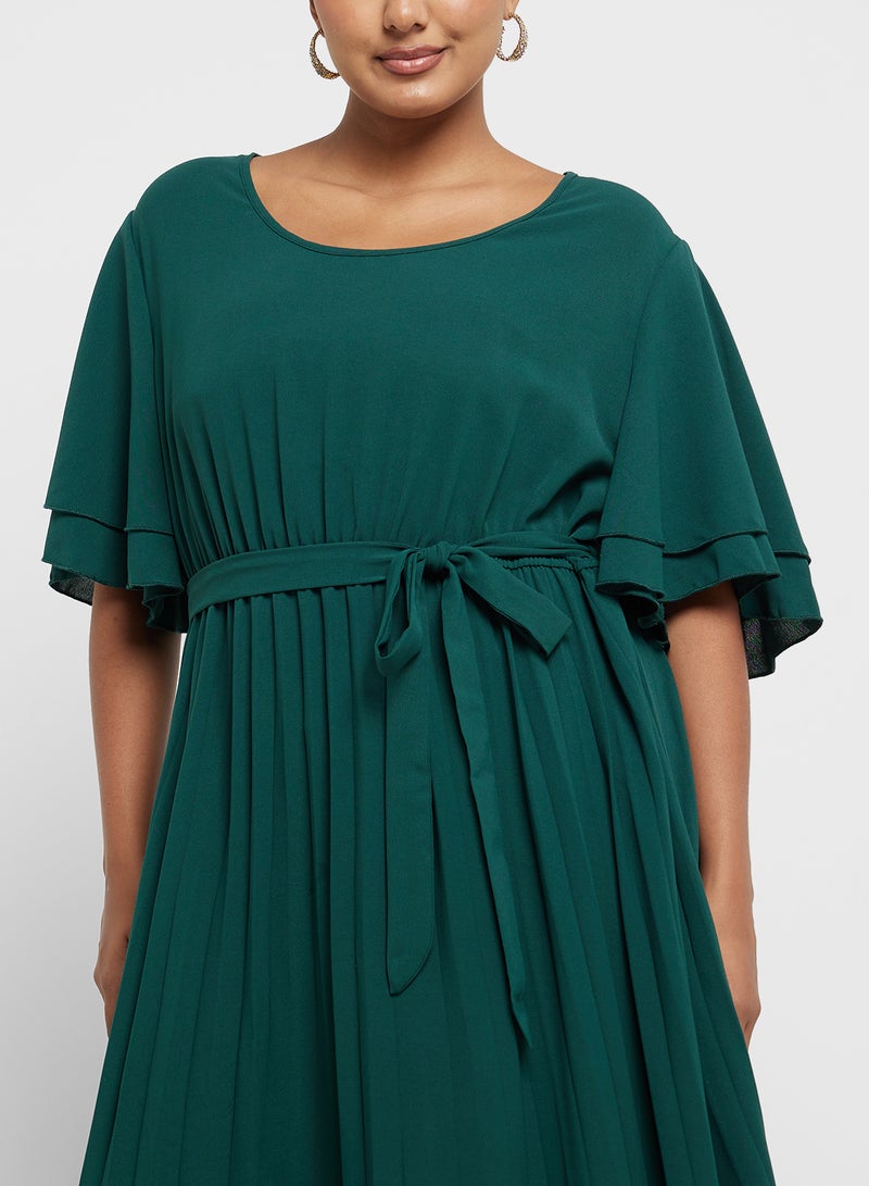Ella Plus Pleated Green Maxi Dress - Image 3
