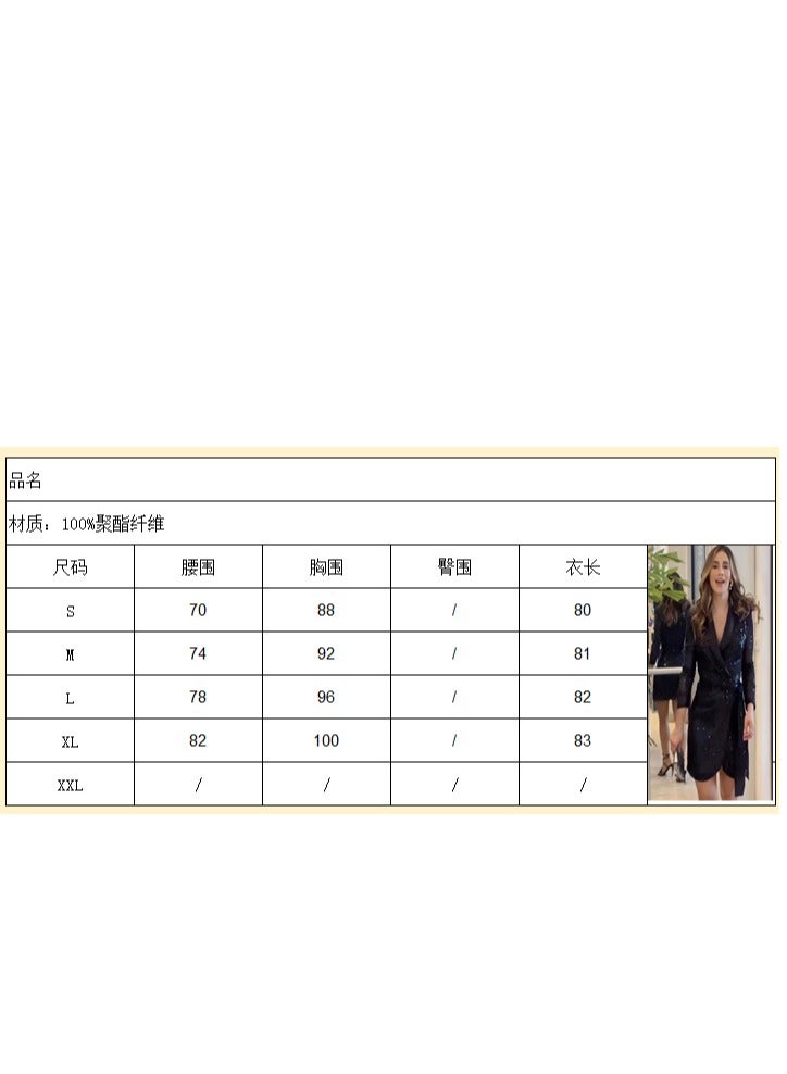 NIBEMINENT Women's Solid Color Long Sleeved Strapping Sequin Waistband Sequined Dress Party Dresses Collection Women Clothing - Image 2