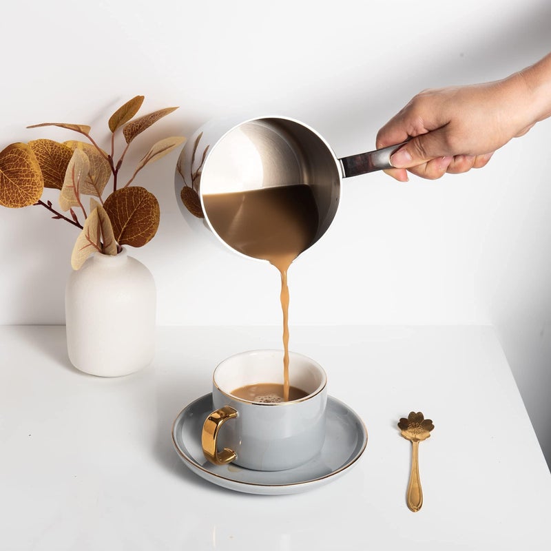 IMEEA Milk Warmer Pot Turkish Coffee Pot 18/10 Tri-Ply Stainless Steel Butter Warmer with Spout (30oz/900ml) - Image 4