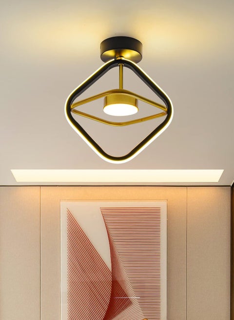 Black Led Ceiling Light, Modern Mini LED Ceiling Lighting Fixtures, Metal Creative Design Ceiling Lamp for Living Room Bedroom Corridor Aisle Hallway Indoor Ceiling Lamp,3 Color (3000K-6500K)
