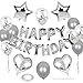 WEIKA 27 Pcs Silver Birthday Decorations 3D Foil Silver Happy Birthday Balloon Banner Pentagram Heart Foil Balloons Confetti Balloons Kit For Boys Girls Birthday Party Supplies - Image 2