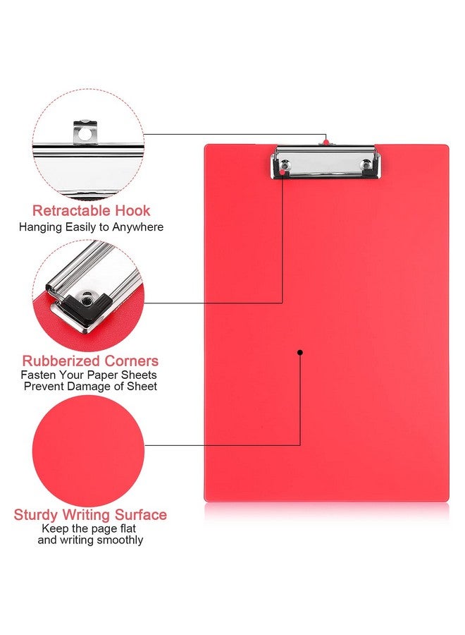 Chinco 22 Pieces Plastic Clipboards Multi Pack Clipboard Hanging Low Clip Clipboards Letter Size Clipboard Cute Portable Clip Board For Teacher Classroom Office Supplies (Red Style) - Image 4