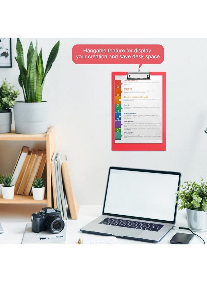 Chinco 22 Pieces Plastic Clipboards Multi Pack Clipboard Hanging Low Clip Clipboards Letter Size Clipboard Cute Portable Clip Board For Teacher Classroom Office Supplies (Red Style) - Image 5