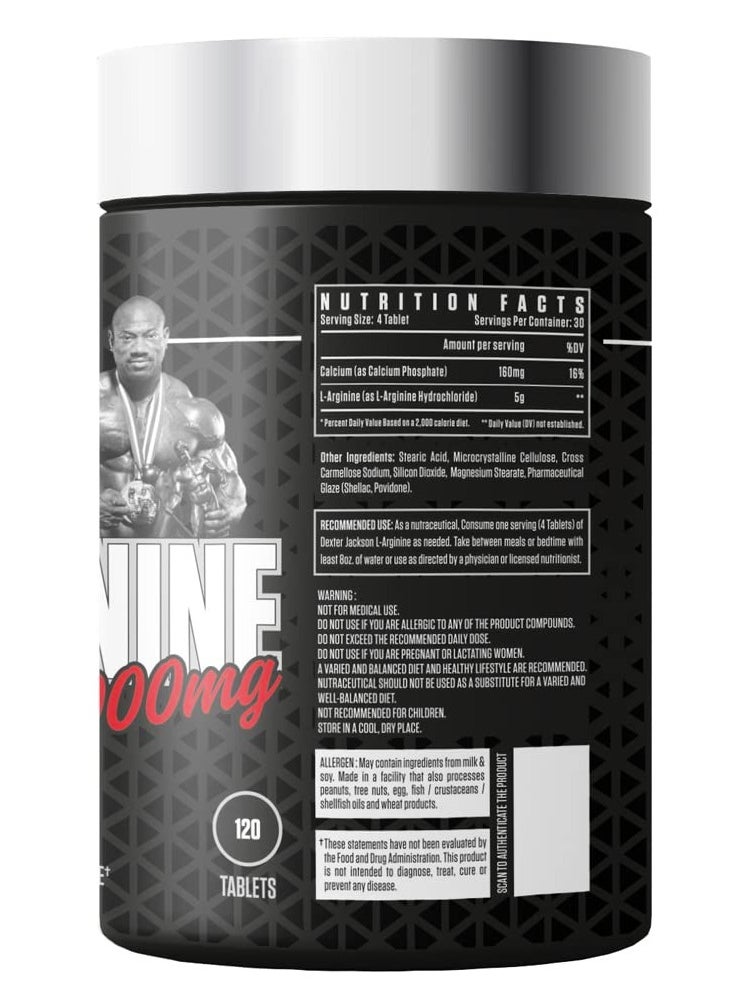 DEXTER JACKSON Black Series L-Arginine 5000 mg - 120 Tablets - Enhances Blood Flow, Boosts Immune System, Supports Muscle Growth  - Image 3
