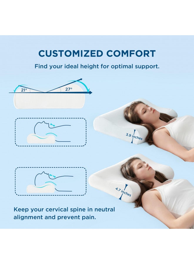 Bedsure Bedsure Breescape Cervical Neck Pillows for Sleeping - Dorm Pillow for Neck Pain Relief, Ergonomic Orthopedic Contour Pillow for Neck Support, Odorless Memory Foam Pillow for Side, Back Sleeper  - Image 2