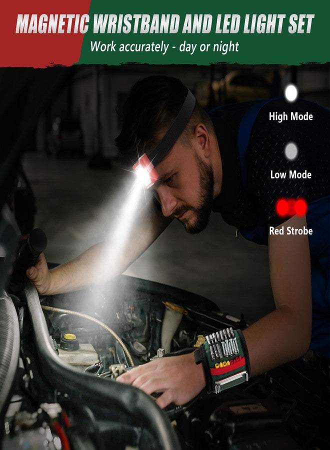 UUP Magnetic Wristband for Tools, Tool Holder for Screws, Nails, Drill Bits with Work Light and 15 Super Magnets, Christmas Father's Day Gifts for Men, Dad, Handymen, Mechanics - Image 4