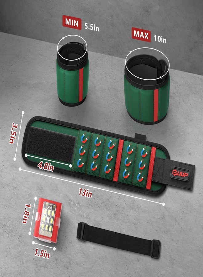 UUP Magnetic Wristband for Tools, Tool Holder for Screws, Nails, Drill Bits with Work Light and 15 Super Magnets, Christmas Father's Day Gifts for Men, Dad, Handymen, Mechanics - Image 5