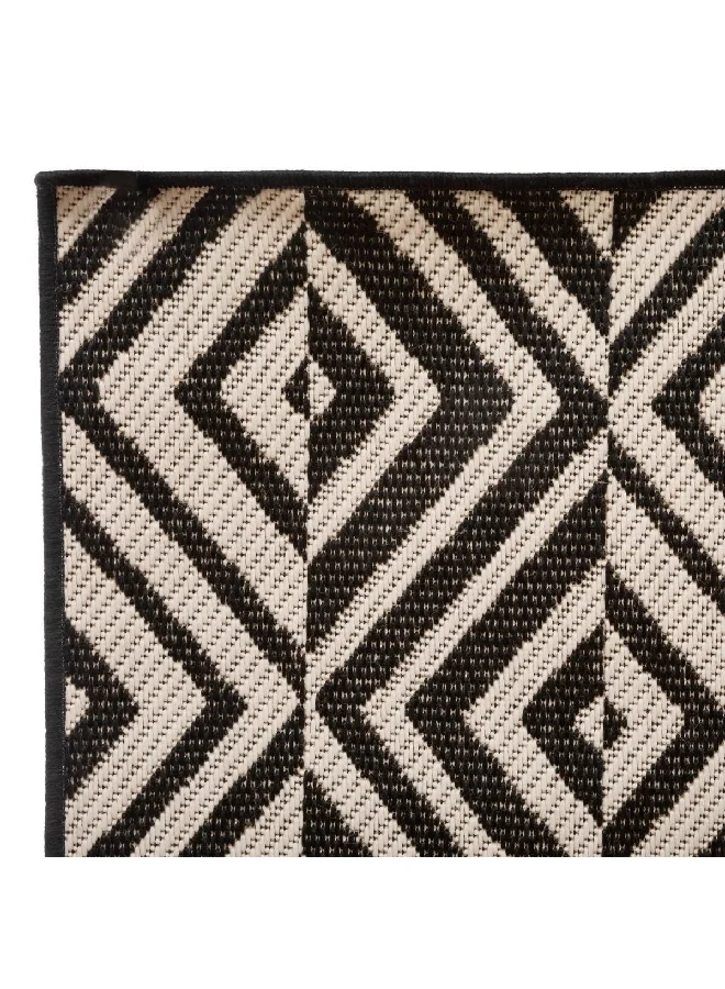 atmosphera Geometric Pattern Decorative Rectangular Indoor/Outdoor Rug Black and White 120 x 160 cm 194302A