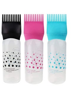 3 pcs hair dye bottle root comb applicator with graduated scale