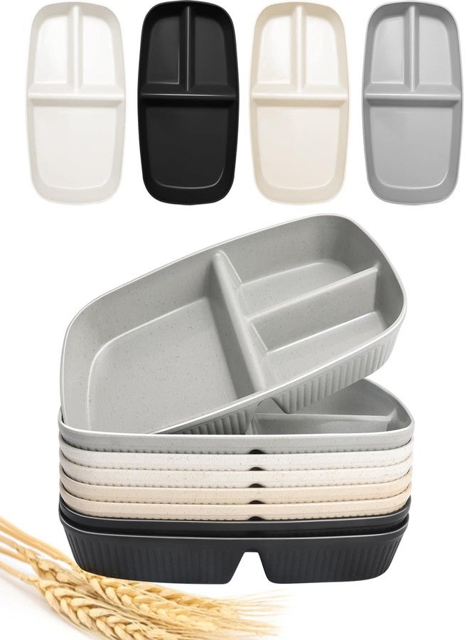 shopwithgreen Divided Plate for Adults, 8 Pcs (10.5 Inch) Unbreakable Wheat Straw Plates with 3 Compartments, Reusable Bariatric Portion Control Plate for Kids Toddlers, Dishwasher & Microwave Safe - Image 1
