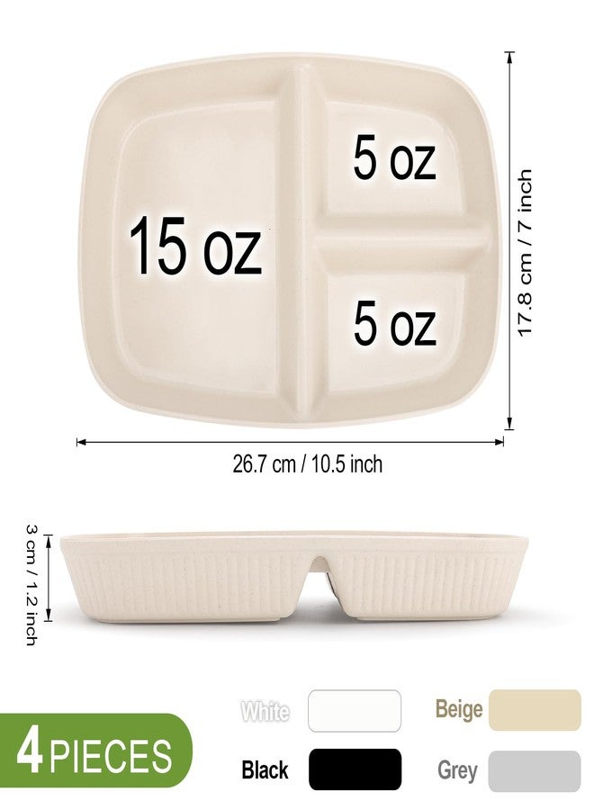 shopwithgreen Divided Plate for Adults, 8 Pcs (10.5 Inch) Unbreakable Wheat Straw Plates with 3 Compartments, Reusable Bariatric Portion Control Plate for Kids Toddlers, Dishwasher & Microwave Safe - Image 4