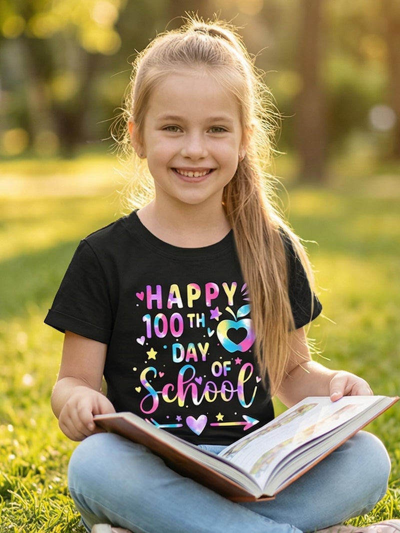 YHHR Toddler 100 Days of School Shirt Boys Girls Smile Face 100th Day of School Shirts Back to School Tee Black - Image 4