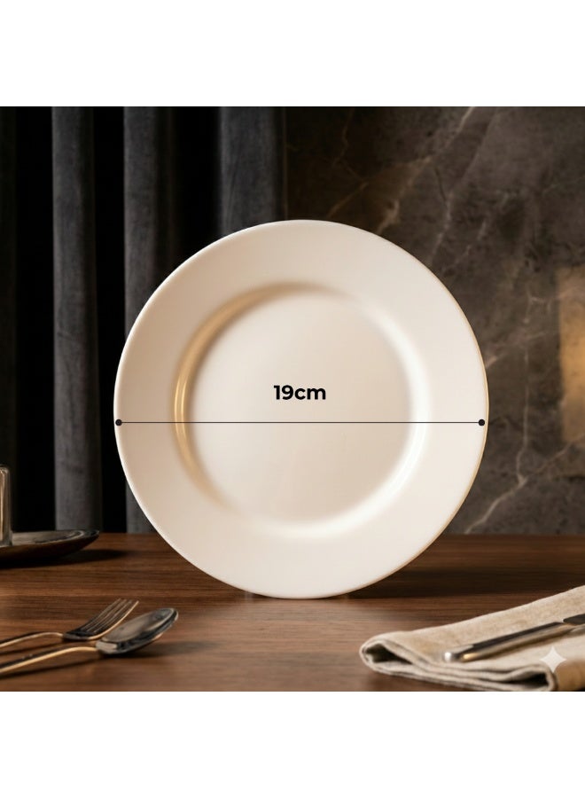Luminarc White Ceramic Dessert Plate 19cm Elegant Round Plates for Cakes, Snacks & Desserts Microwave & Dishwasher Safe Tableware - Image 3