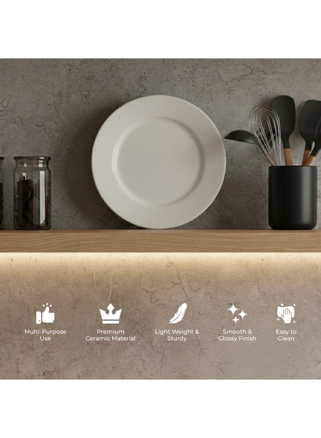 Luminarc White Ceramic Dessert Plate 19cm Elegant Round Plates for Cakes, Snacks & Desserts Microwave & Dishwasher Safe Tableware - Image 5