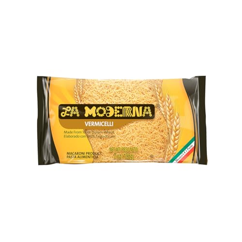 LA MODERNA Vermicelli Pasta 7 oz Pack of 1  Enriched Durum Wheat Semolina  Kosher NonGMO Iron and VitaminFortified  Thin Vermicelli Noodles for Soups Broths and Quick Meals - Image 1