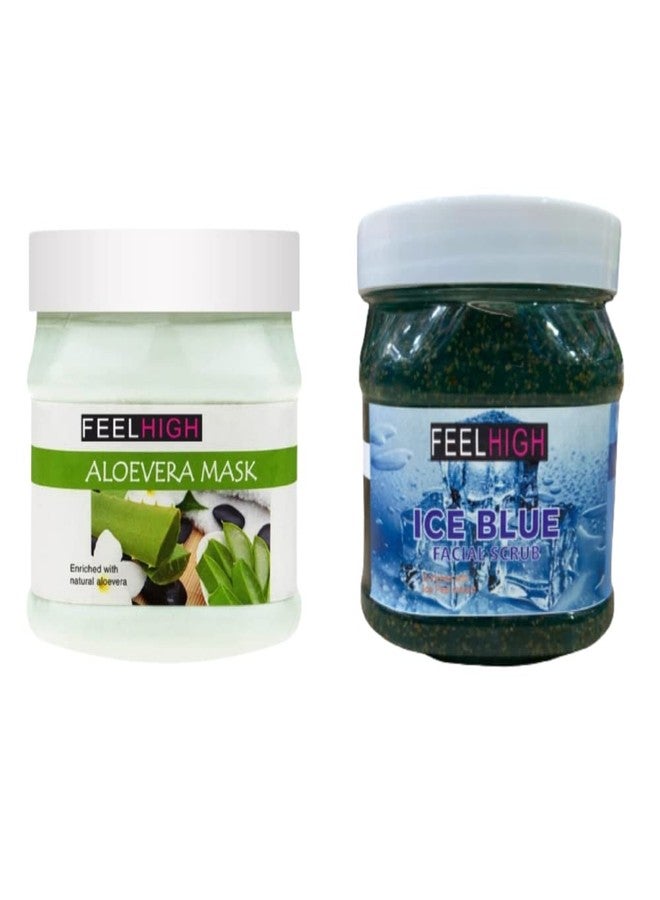 feelhigh Face & Body Aloe Vera Mask Enriched with aloe Vera & Ice blue Scrub- Skin care products (2 Items in the set) - Image 1