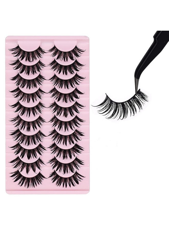 AUGENLI 10 Pairs Manga Lashes Wet Look Japanese Style Cosplay Spiky Eyelashes Anime Lashes 16Mm Wispy Thick Faux Mink Doll Eyelash Extension Look Like Individual Clusters By Augenli (02) - Image 2