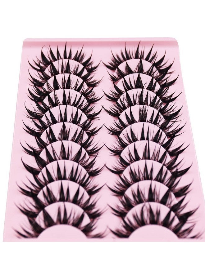 AUGENLI 10 Pairs Manga Lashes Wet Look Japanese Style Cosplay Spiky Eyelashes Anime Lashes 16Mm Wispy Thick Faux Mink Doll Eyelash Extension Look Like Individual Clusters By Augenli (02) - Image 5