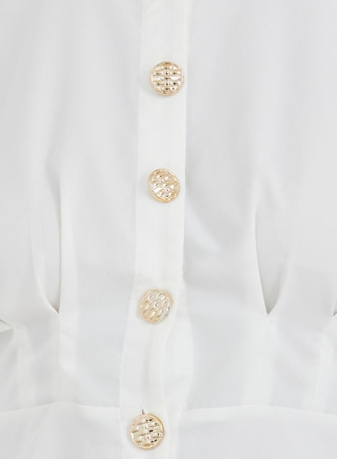 تايك تو قميص بياقة واقفة بأزرار أمامية بلون سادة - Image 3