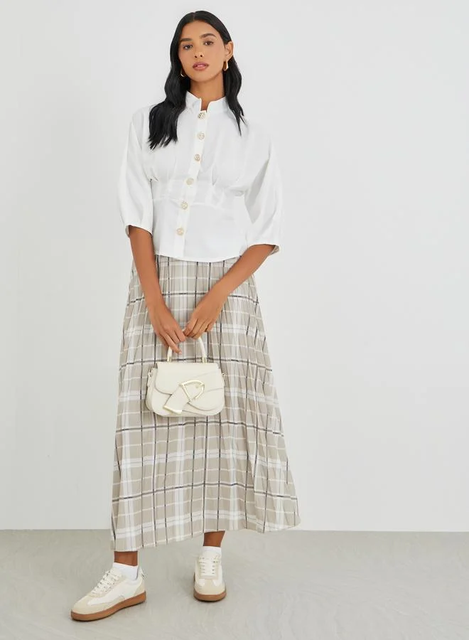 Take Two Take Two Solid Front Button Stand Collar Shirt