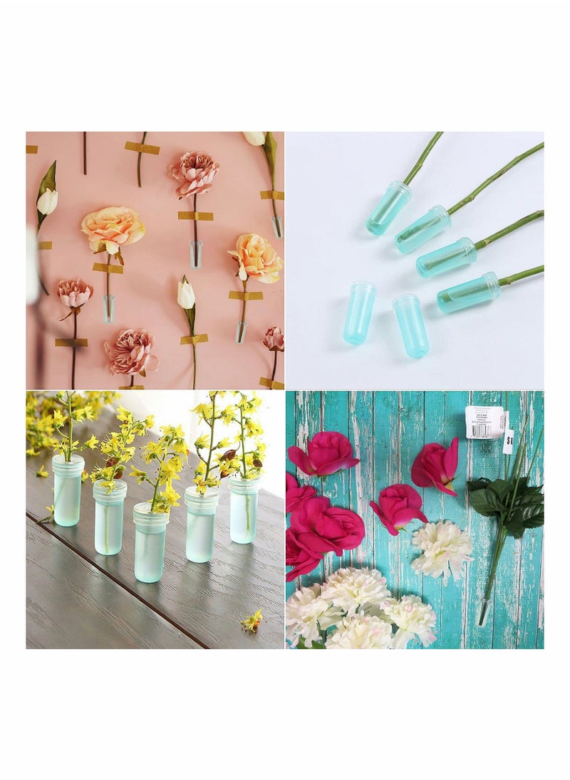 SYOSI - Flower Water Tubes,Clear Plastic Floral Tubes, 1.6 Inch Individual Flower Water Tubes with Caps for Flower Arrangements, Blue (0.7 Inch Opening)400pcs - Image 1