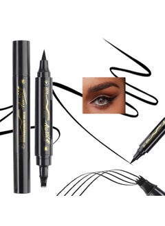 Black Microblading Eyebrow Pen 2in1 Waterproof DualEnded Eyebrow Pen for Women with 4 Fork Tip Applicator  Precise BrushTip for NaturalLooking HairLike Defined Brows Last AllDay