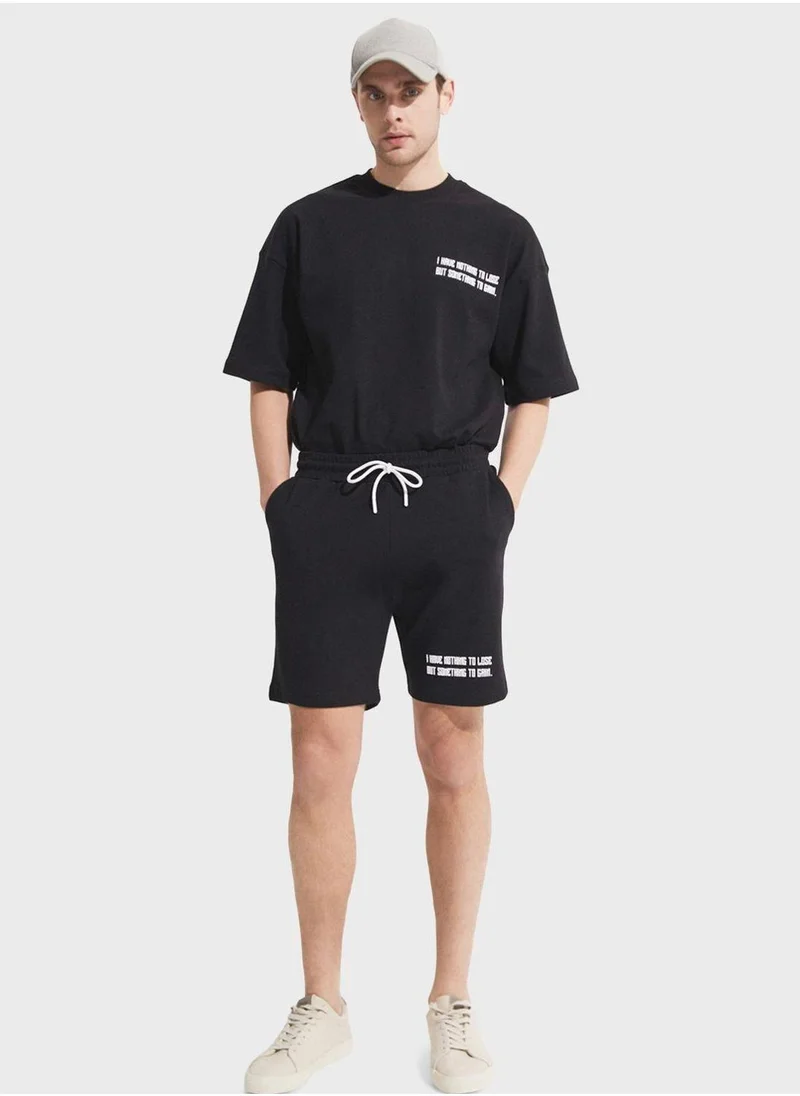 JUNE June Men Printed Short Black