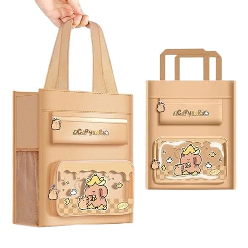 Invite Enterprise Canvas Carrying Bag, Multi-Purpose Shopping, Tote, Vegetable, Lunch, Travel with Handle Strap and Zipper Lock, Water-Proof Reusable Bag (Capybara - Bag) - Image 1