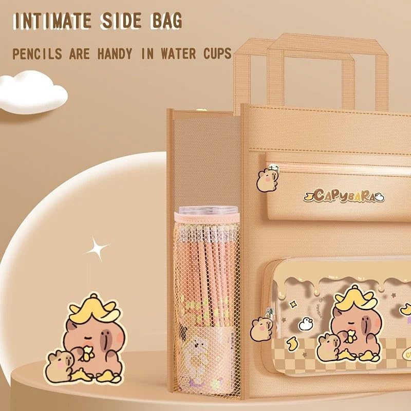 Invite Enterprise Canvas Carrying Bag, Multi-Purpose Shopping, Tote, Vegetable, Lunch, Travel with Handle Strap and Zipper Lock, Water-Proof Reusable Bag (Capybara - Bag) - Image 4