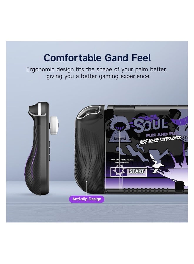 Case for Nintendo Switch OLED 2021 Ergonomic Comfort Grip TPU Hard Case with 2 Thumb G rip Caps Hard Protective Case Protective Shell Slim Cover Case - Image 4