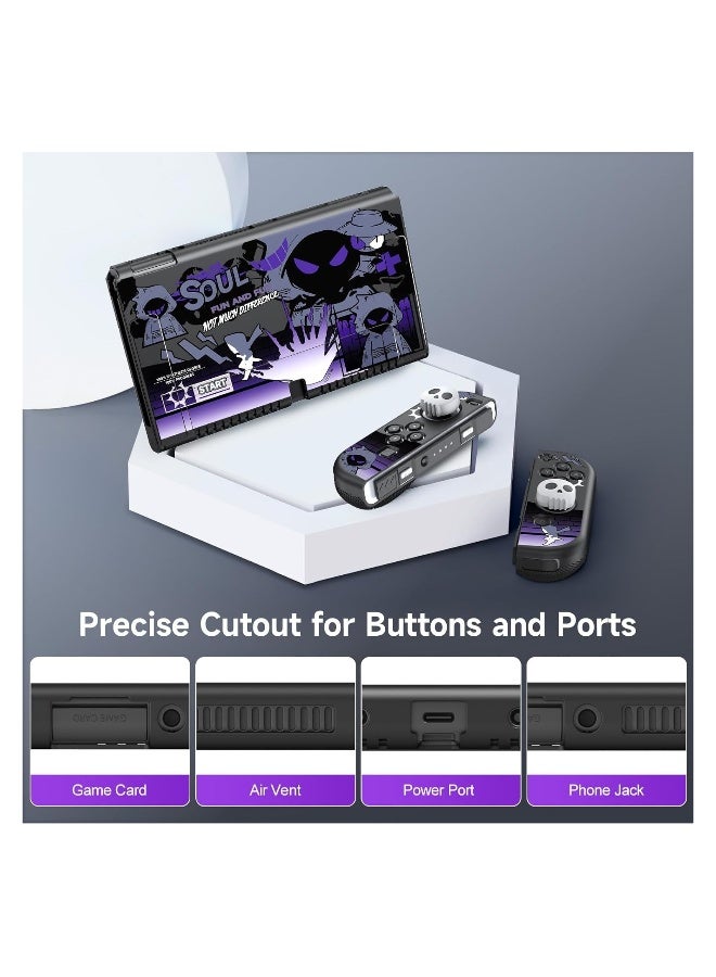 Case for Nintendo Switch OLED 2021 Ergonomic Comfort Grip TPU Hard Case with 2 Thumb G rip Caps Hard Protective Case Protective Shell Slim Cover Case - Image 3