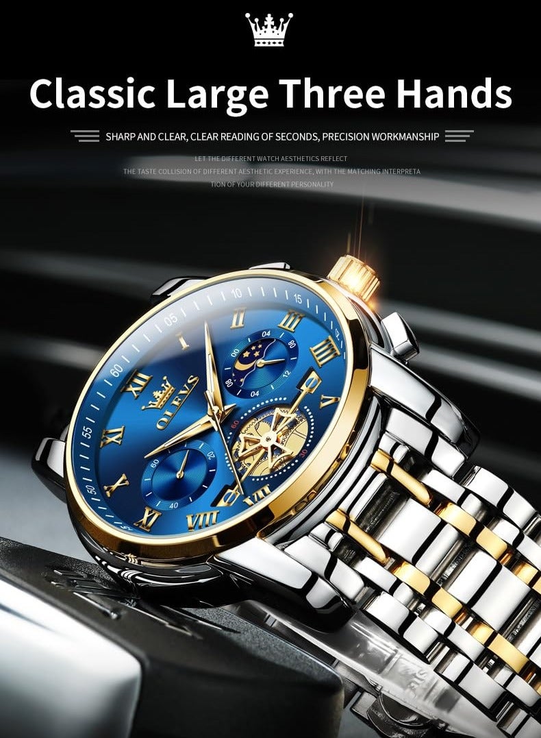 OLEVS Men's Waterproof Flywheel Multi-function Luminous Watch 2859 - Image 3