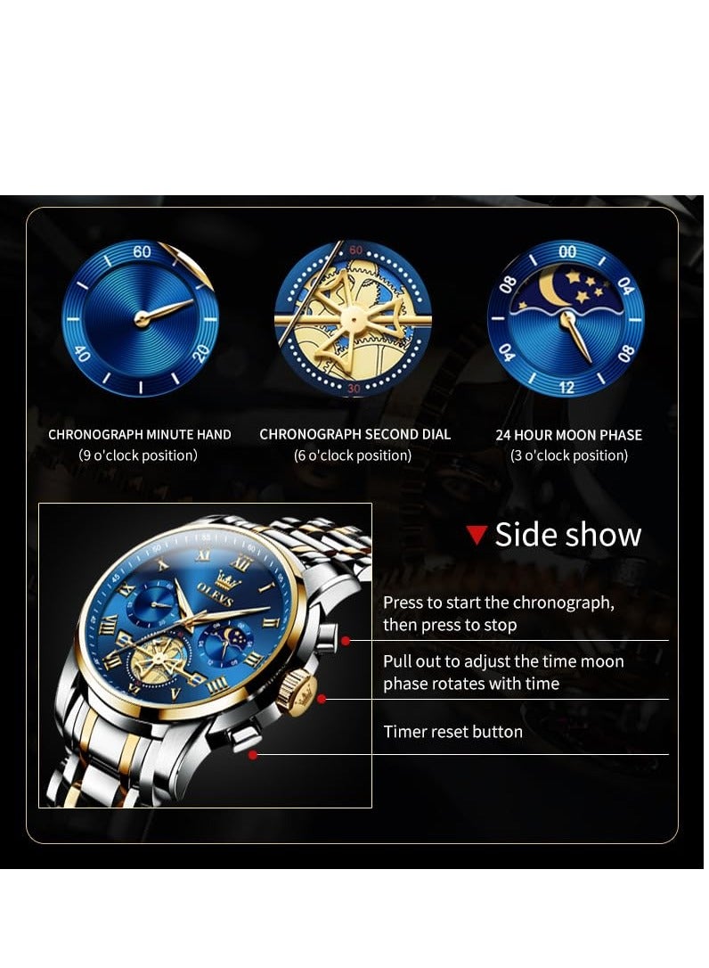 OLEVS Men's Waterproof Flywheel Multi-function Luminous Watch 2859 - Image 5