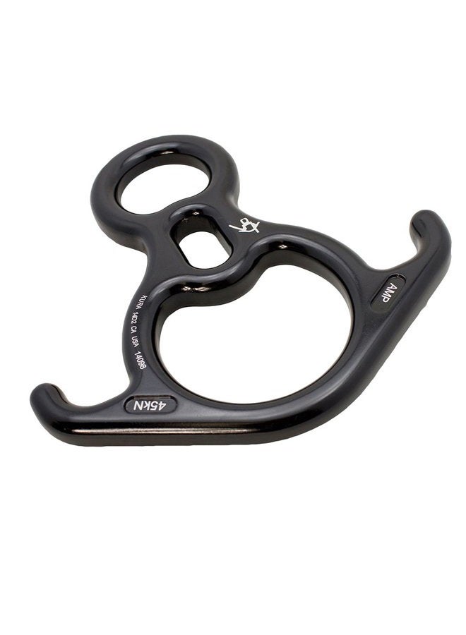 FUSION Climb Aluminum Terminal 8 Descender Black, Large Bent Ear Belaying and Rappelling Gear Belay Device, Perfect for Climbing, Ziplining and Rescue(FP-8145-BLK) - Image 2