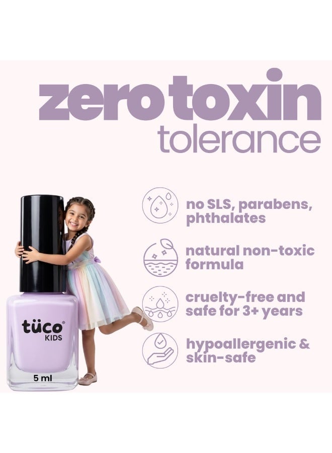 TuCo طلاء أظافر Tuco® Kids الآمن والمائي للفتيات | سهل التقشير، غير سام، طبيعي وآمن للأطفال | استمتعن باللعب بأظافر خالية من المواد الكيميائية | 5 مل | بنفسجي - Image 3