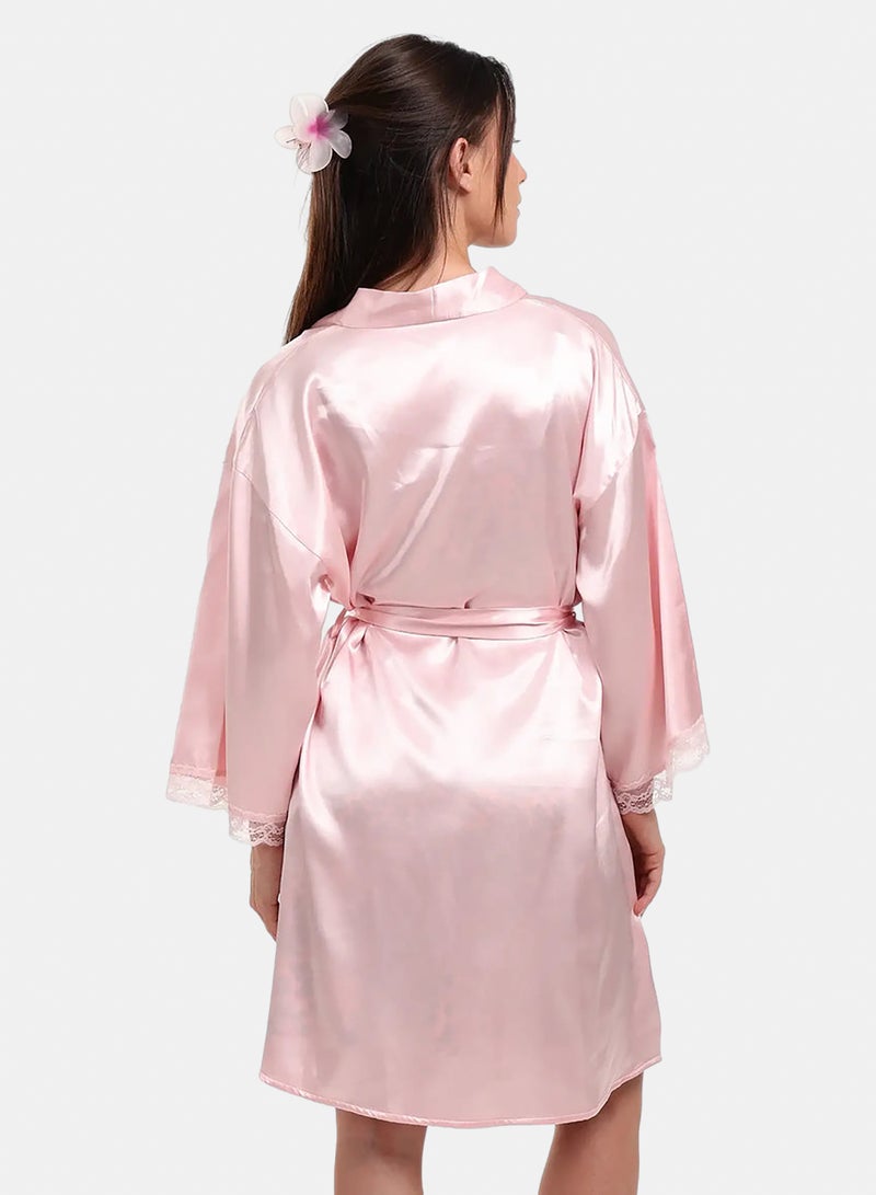 Carina Satin Robe with Lace Details - Image 4