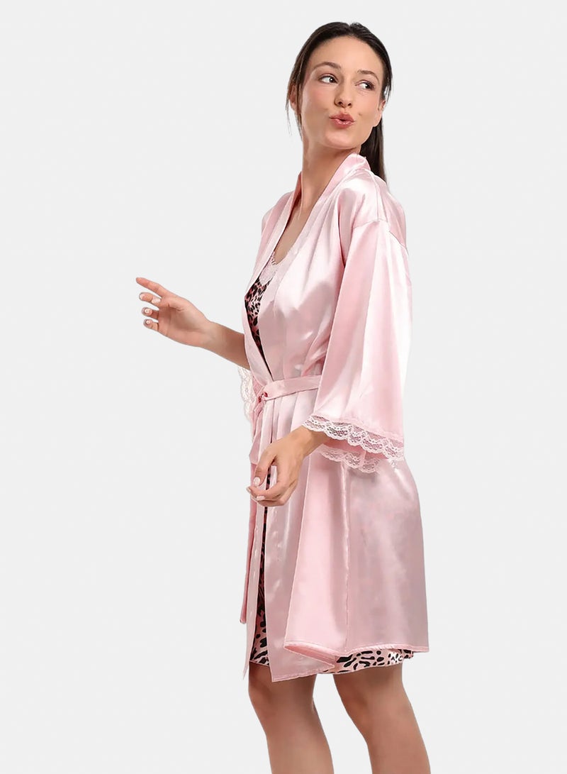 Carina Satin Robe with Lace Details - Image 3