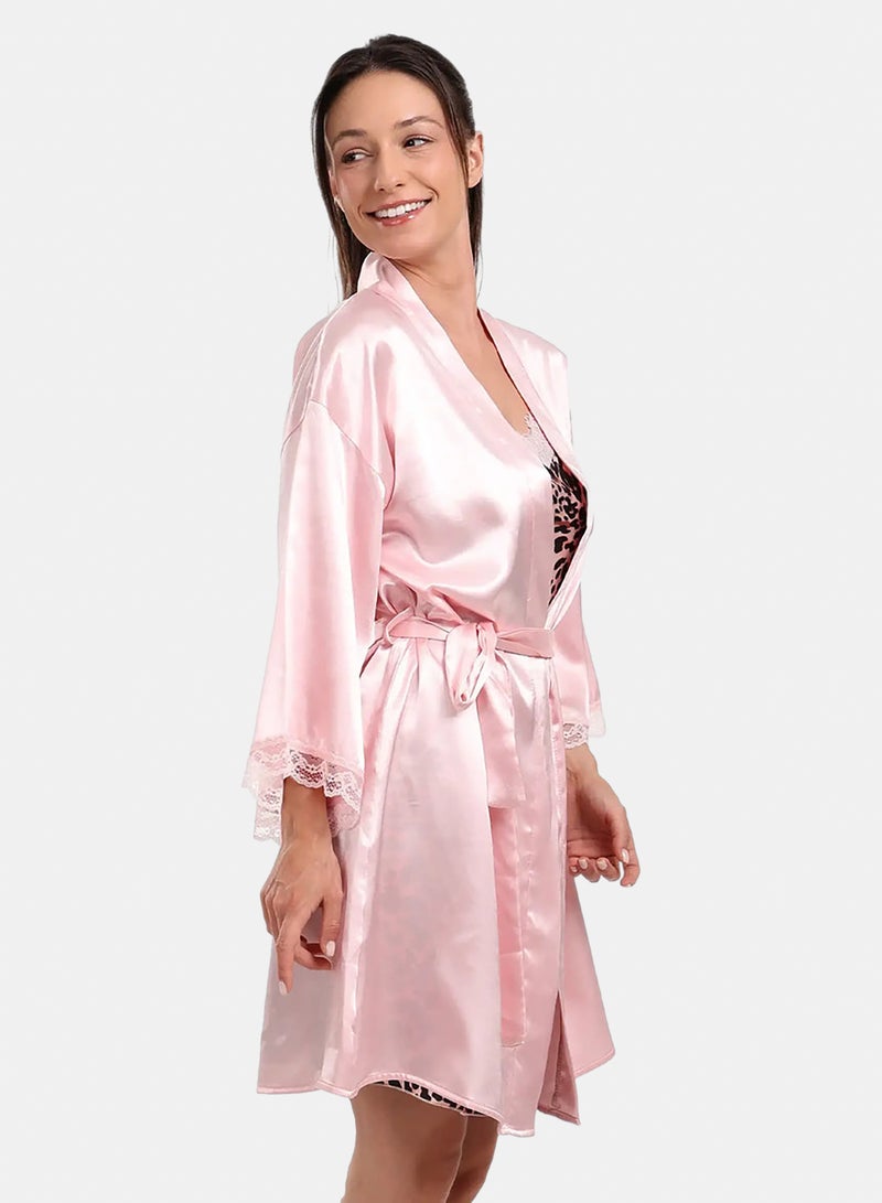 Carina Satin Robe with Lace Details - Image 2