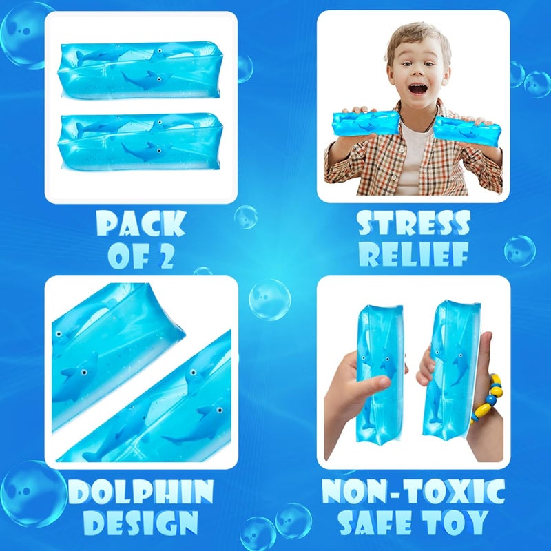 بيدوينا لعبة دلفين الماء المتمايل من Bedwina - (عبوة من 2) ألعاب ثعبان الماء الحسية بطول 4.75 بوصة وأنبوب الماء الزلق كهدايا لحفلات أعياد الميلاد أو جوائز ألعاب للأطفال - Image 2