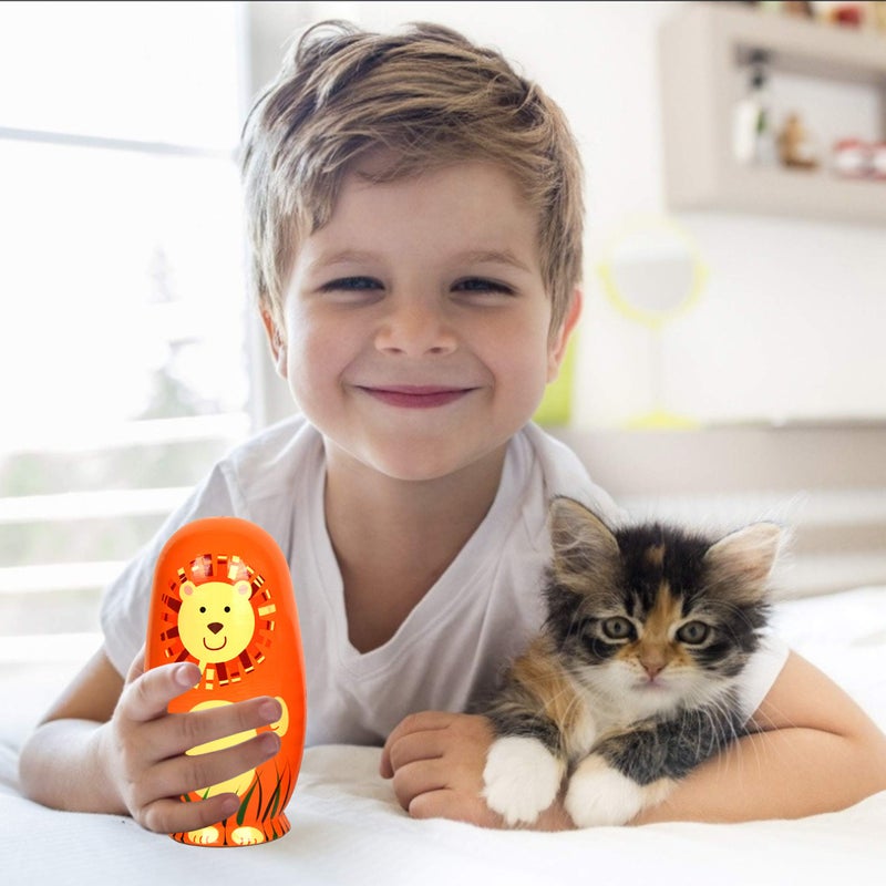 Conzy Russian Nesting Dolls for Kids, Stacking Wooden Handmade Matryoshka Dolls, 5 Piece Cute Cartoon Animal Pattern, Great Toy Gift for Girls Boys' Birthday or Home Decoration (Orange) - Image 5